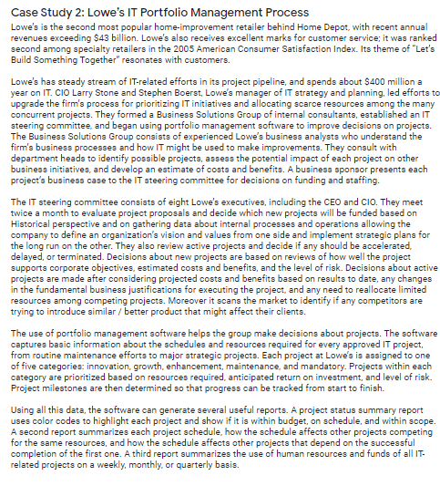 Case Study 2: Lowe's IT Portfolio Management