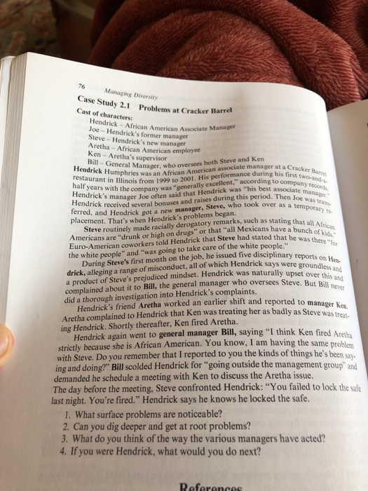 Case Study 2.1 Problems at Cracker Barrel