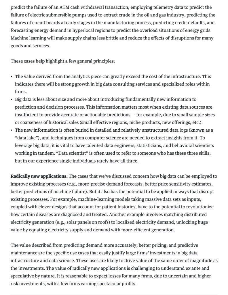 Please summarize the attached. The big data