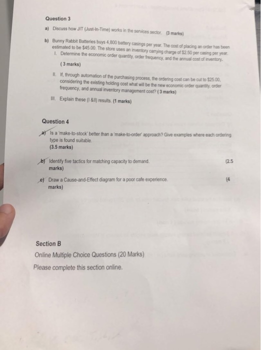 short answer BMC2181 Operations Management -