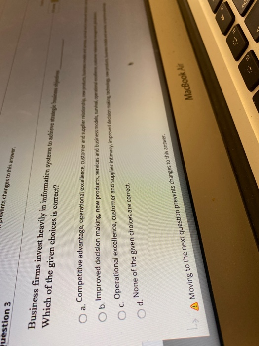 uestion 3 ents changes to this answer Business