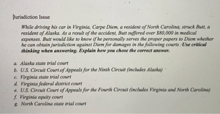 urisdiction Issue While driving his car in