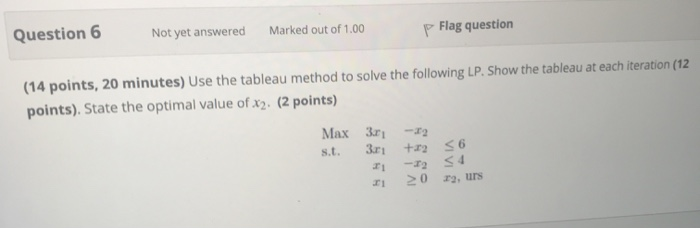 Question 6 Not yet answered Marked out of 1.00 p