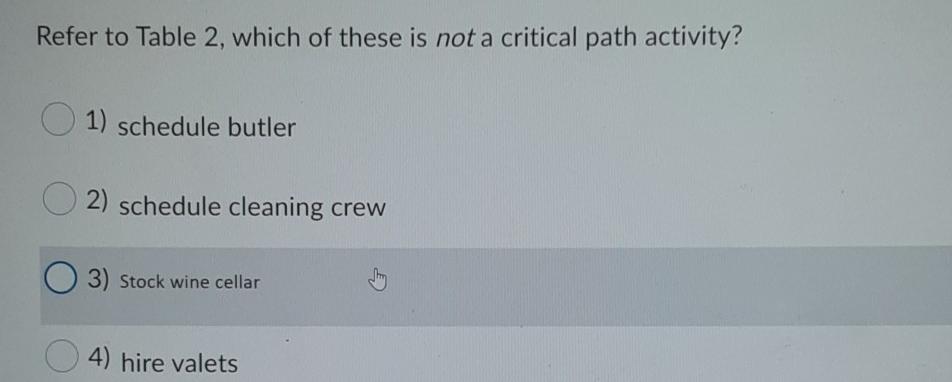 Table 2 Dinnertime A professor is planning an
