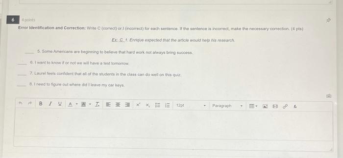 6 point Error Identification and Correction:
