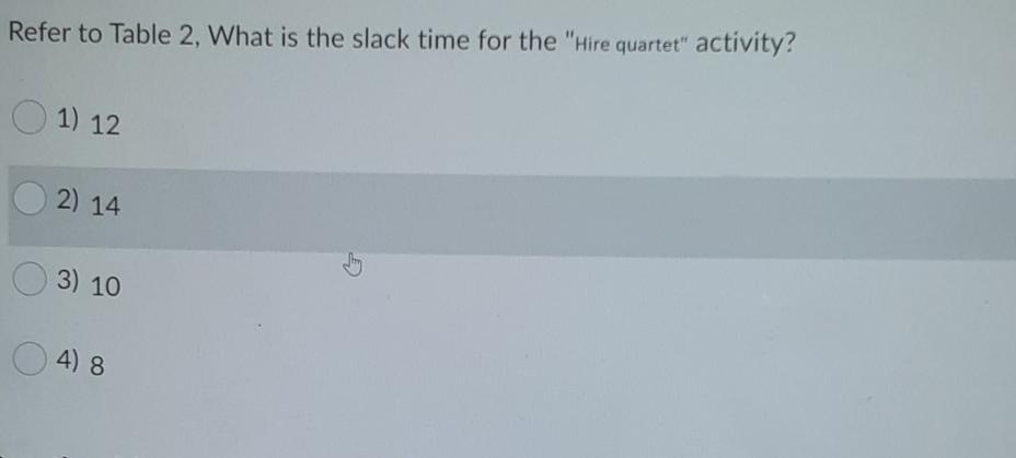 Table 2 Dinnertime A professor is planning an