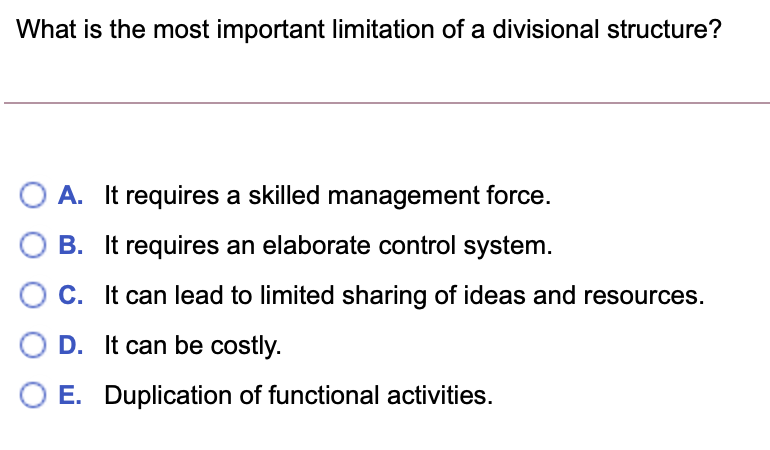 What is the most important limitation of a