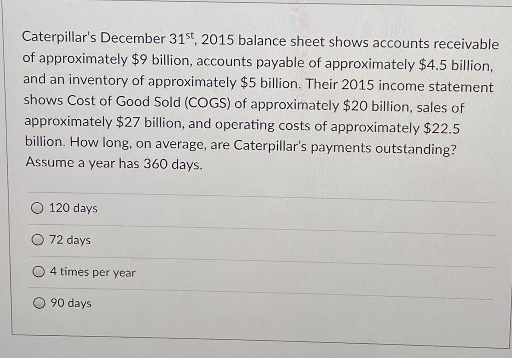Caterpillar's December 31st, 2015 balance sheet