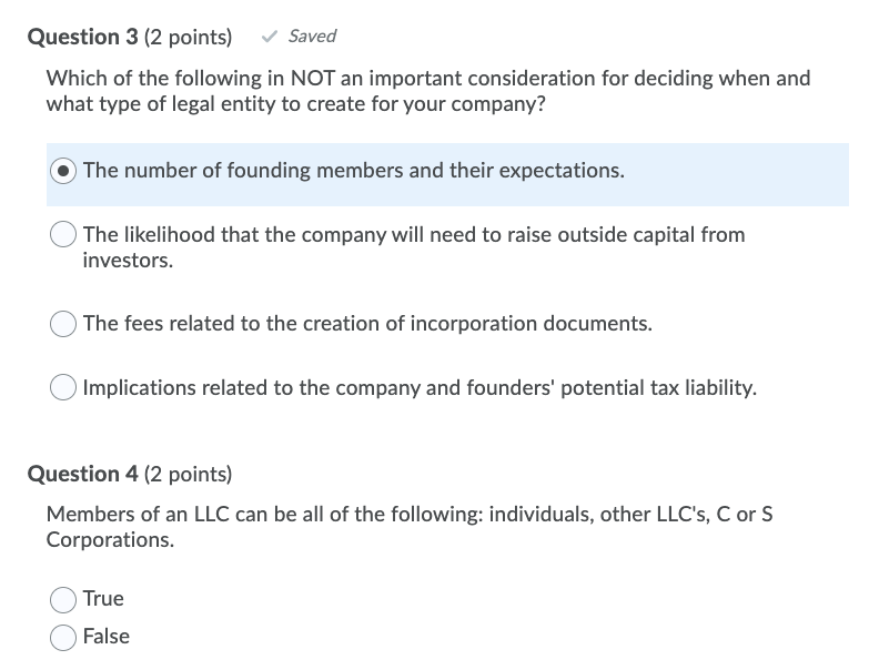 Question 3 (2 points) Saved Which of the
