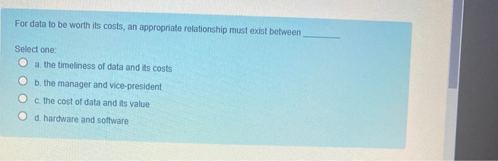 For data to be worth its costs, an appropriate