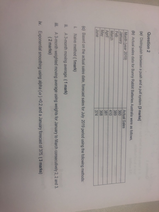 Question 2 (a) Distinguish between a push and a