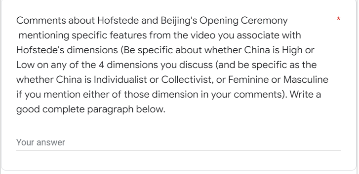 Speak Comments about Hofstede and Beijing's