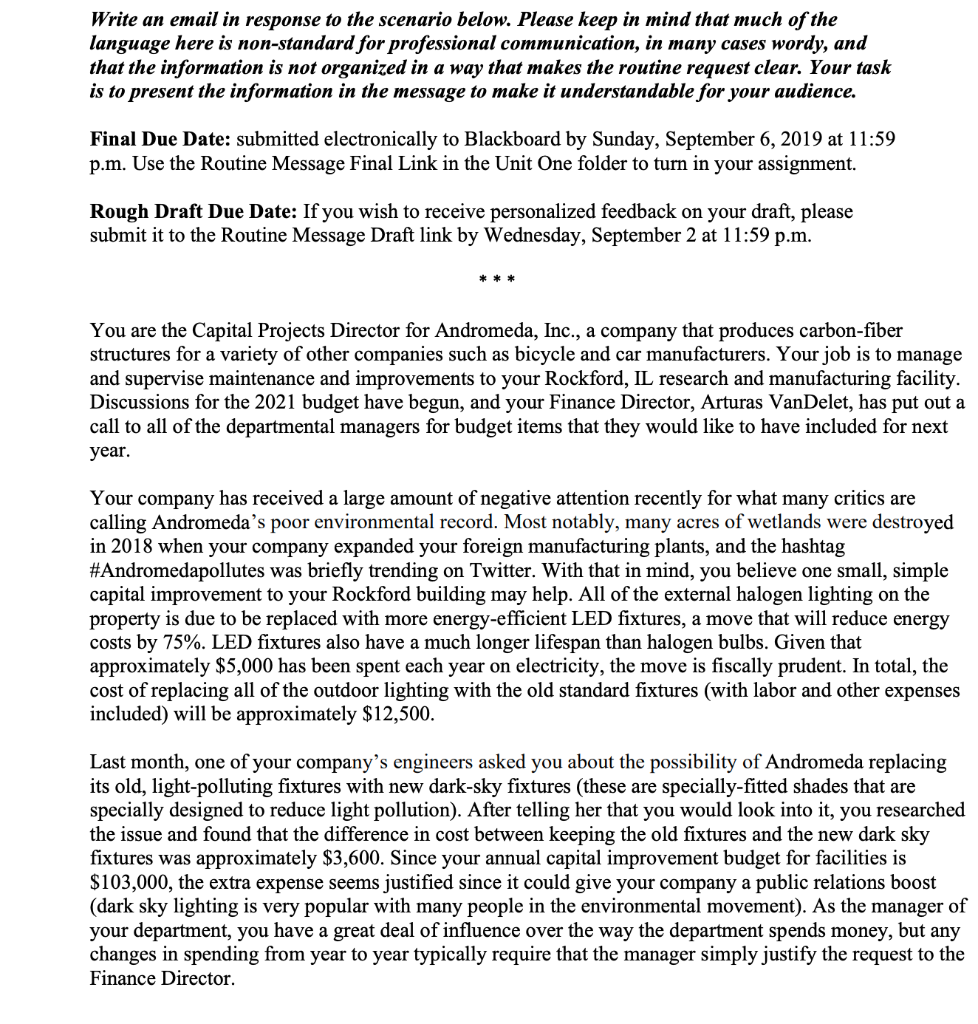 Write an email in response to the scenario below.