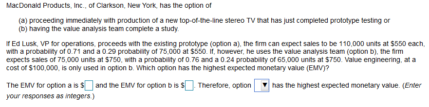 MacDonald Products, Inc., of Clarkson, New York,