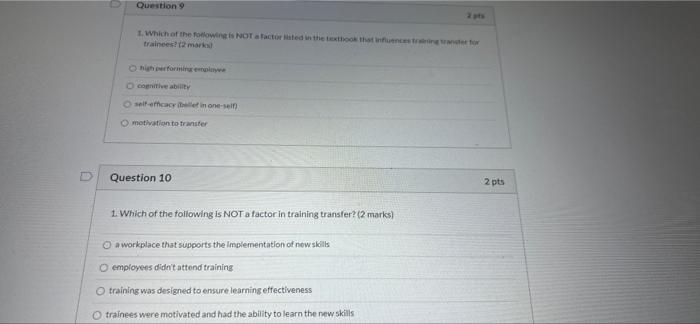 Question 9 1. Which of the following is NOT a