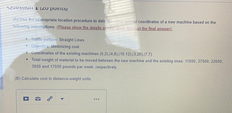 Question 1 (20 points) (A) Use the appropriate