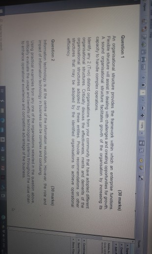 Oper 11 Tools be La dorm Question 1 (30 marks) An