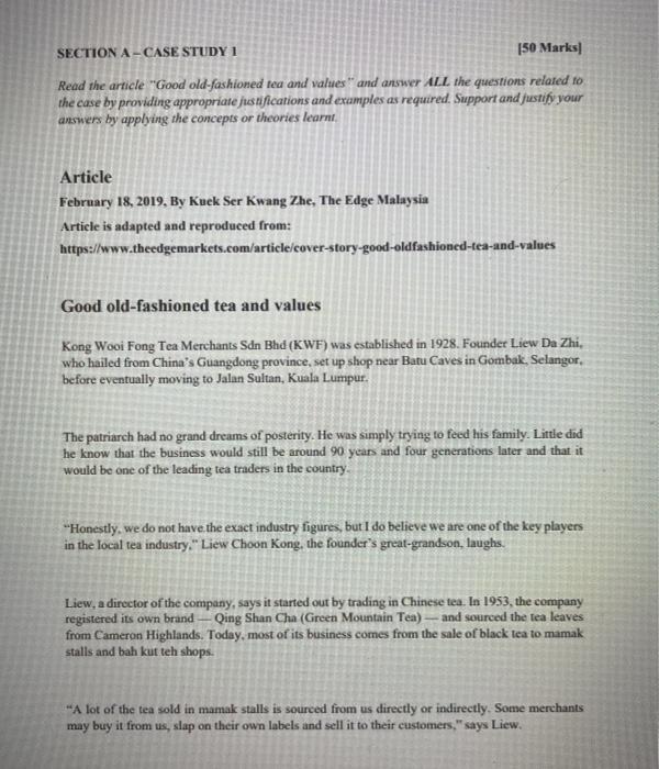 MINIMUM 500 WORDS PLEASE! SECTION A-CASE STUDY 1