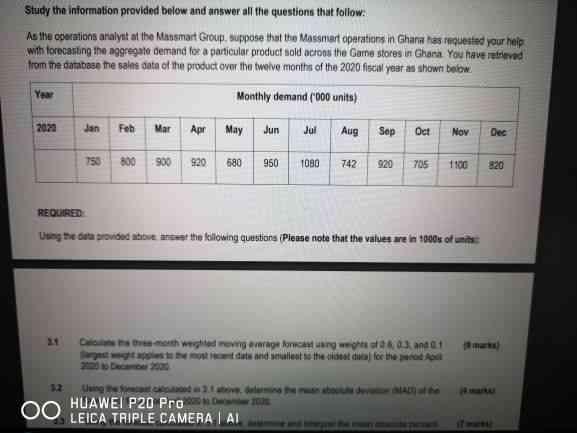 Study the information provided below and answer