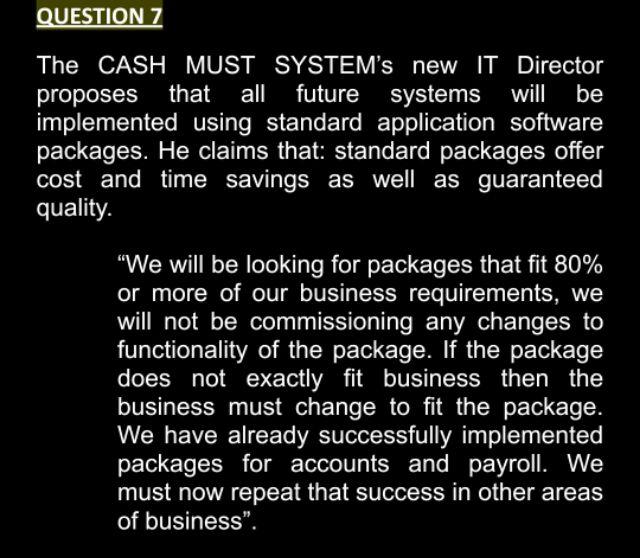 Note: Please answer all question The CASH MUST