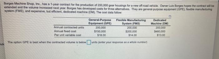 Borges Machine Shop, Inc. has a 1-year contract
