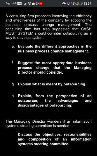 Note: Please answer all question The CASH MUST