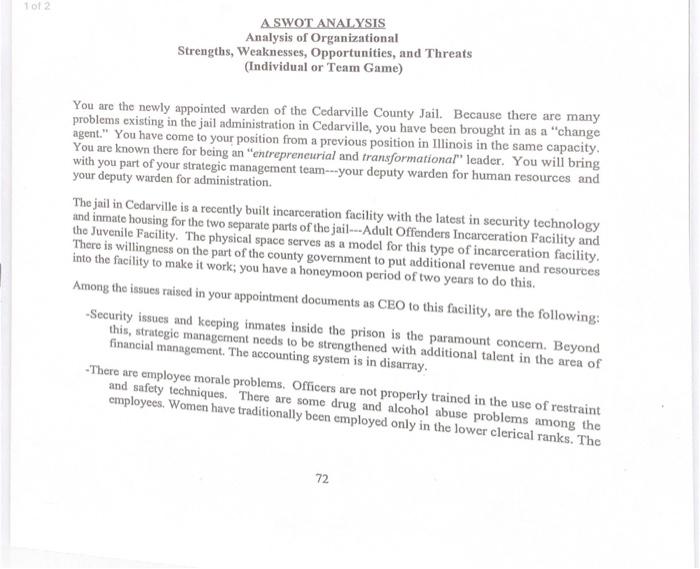 read the case below and identify strengths ,