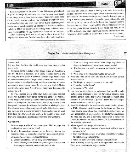 Hazel CASE Hazel had worked for the same fortune