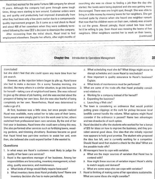 Hazel CASE Hazel had worked for the same fortune