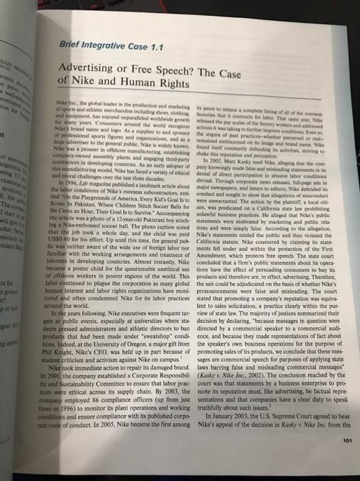 just answer 1,3,5 Chapter 3 Brief Integrative