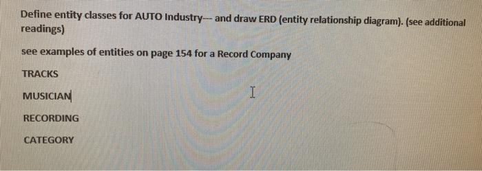 Define entity classes for AUTO Industry-- and
