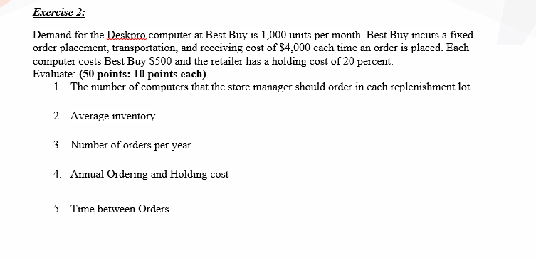 Exercise 2: Demand for the Deskpro computer at