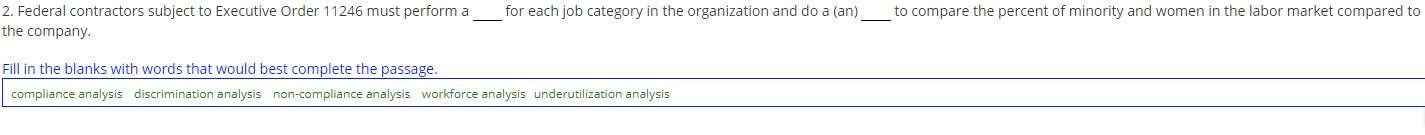 for each job category in the organization and do