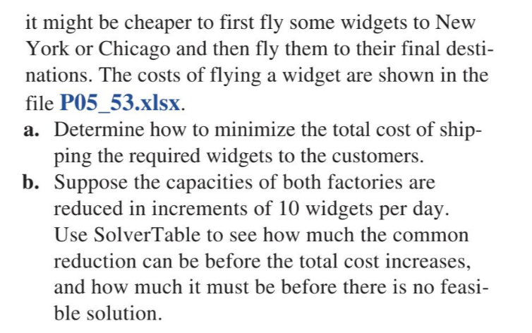 Solve part a in Excel with all formulas showing