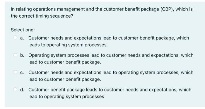 In relating operations management and the