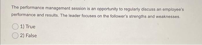 The performance management session is an