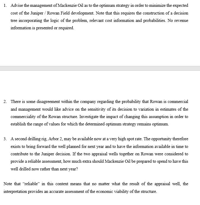 Part 2: The Mackenzie Oil Co. has recently