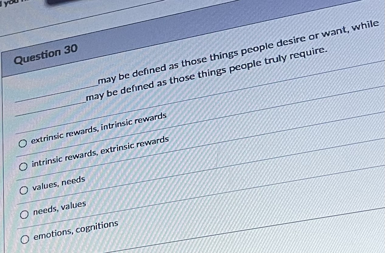 Question 30 may be defined as those things people