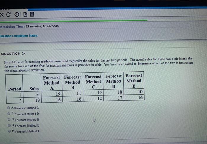 Eemaining Time: 29 minutes, 46 seconds. Question