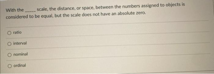 With the scale, the distance, or space, between