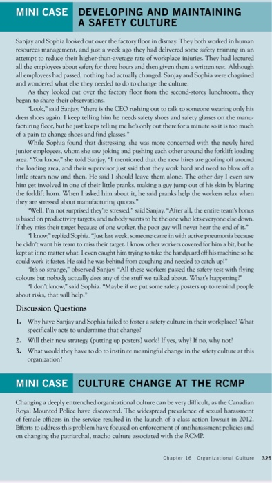 MINI CASE DEVELOPING AND MAINTAINING A SAFETY