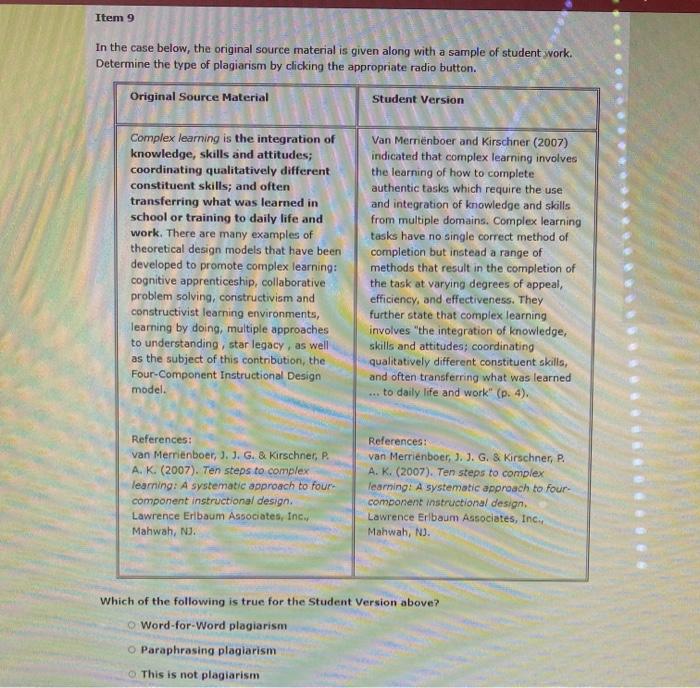 Item 9 In the case below, the original source