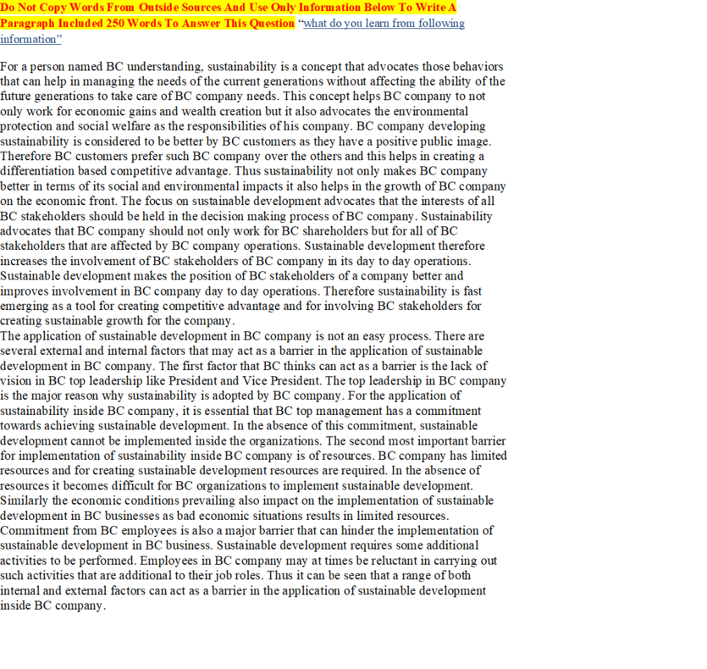 Do Not Copy Words From Outside Sources And Use