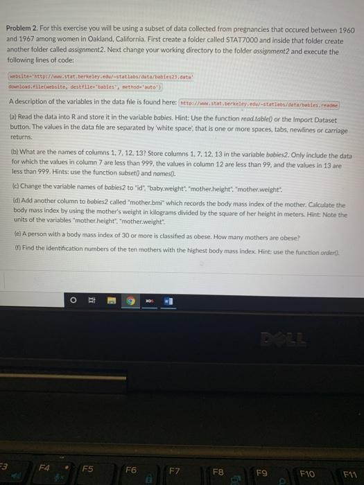 Problem 2 Problem 2. For this exercise you will