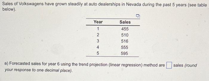 b) The MAD for a linear regression forecast is