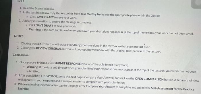 Part 1 1. Read the Scenario below. 2. In the text