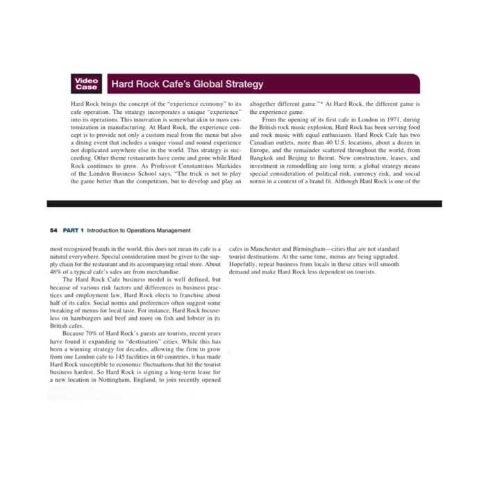 Review the Hard Rock Caf Global Strategy case in