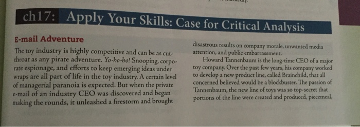 cuy. ch17: Apply Your Skills: Case for Critical