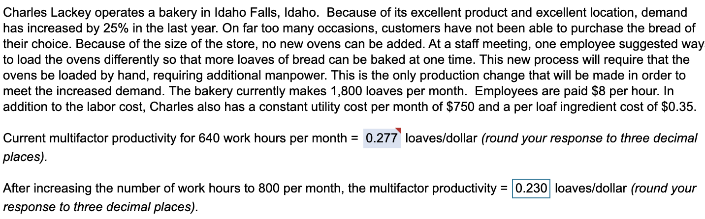PART C: Show the percent productivity change for
