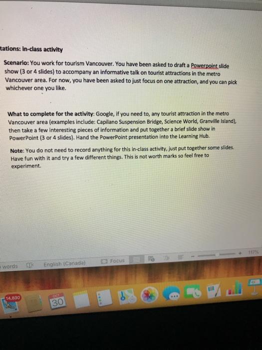 tations: in-class activity Scenario: You work for